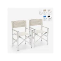 2 chaises de plage pliantes portables en textilène aluminium regista gold beach and garden design