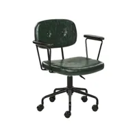 chaise de bureau en cuir pu vert foncé algerita 442199