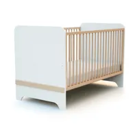 at4 -  lit bébé évolutif en bois carrousel blanc et hêtre verni 70 x 140 cm 60198610 209