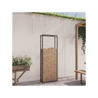 portant de bois de chauffage porte-bûches - abri de stockage pour jardin - noir mat 80x28x222 cm acier meuble pro frco23408