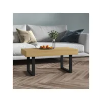 table basse table de salon  bout de canapé marron clair et noir 90x45x40 cm mdf et fer meuble pro frco21969