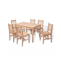 table de cuisine rectangulaire et 6 chaises bois pinède naturel kezako
