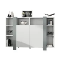 meuble blanc mat et  graphite (l-h-p) : 149 - 101 - 34 cm