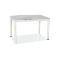 damatik - table moderne plateau à motifs - 80x60x75 cm - plateau en verre trempé - cadre en métal - table cuisine - crème