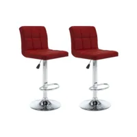 lot de 2 tabourets de bar style contemporain  chaises de bar rouge bordeaux similicuir meuble pro frco60074