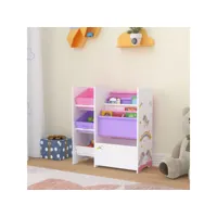 étagère de rangement vimianzo pour enfant avec 3 bacs ouverts blanc violet rose [en.casa]
