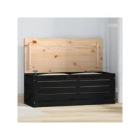 boîte de rangement noir 89x36,5x33 cm bois massif de pin