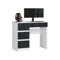 mir - bureau informatique style moderne - 90x77x50 - 4 tiroirs fonctionnels - gris