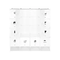 armoire penderie plastique 20 cubes,hombuy® meuble rangement 16 cubes modulables + 4 cubes chaussures, blanc, cadre métal, rangement vêteme