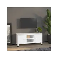 meuble tv, banc tv, meuble de rangement industriel blanc 105x35x42 cm métal meuble pro lww97870