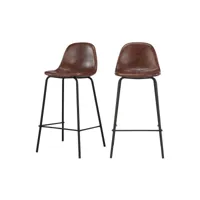 chaise pour îlot central henrik en cuir synthétique marron 65 cm (lot de 2)