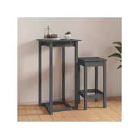 table haute table de bar - mange-debout gris 60x60x110 cm bois massif de pin meuble pro frco94546