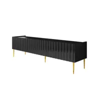 ambre - meuble tv - 180 cm - style contemporain - best mobilier - noir et doré