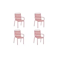 lot de 4 fauteuils de jardin - acier - rose ironft4rz