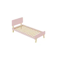 lit cabane d'enfant 90 x 190 cm lit simple avec sommier à lattes forme mignonne et unique de la tête et du pied de lit rose