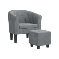 fauteuil salon - fauteuil cabriolet avec repose-pied gris foncé velours 70x56x68 cm - design rétro best00006864984-vd-confoma-fauteuil-m05-976