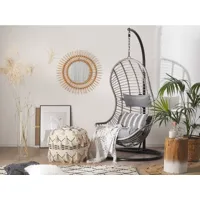 fauteuil suspendu en rotin gris avec support pineto 189890
