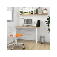 bureau d'ordinateur  bureau informatique blancchêne clair 105x55x72 cm mdf et métal meuble pro frco18322