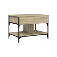 table de salon chêne sonoma 70x50x50 cm bois d'ingénierie et métal