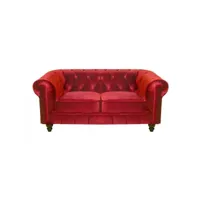 chesterfield - canapé chesterfield 2 places velours rouge