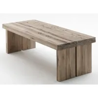 table à manger rectangulaire en chêne chaulé laqué - l.220 x h.76 x p.100 cm -pegane- pegane