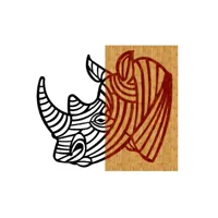 epikasa décoration en métal et bois rhinocéros - art mural, décoration murale animaux - entrée, salon, salle à manger, chambre, bureau - noir, marron en métal, bois, 56x1,8x50 cm am8681847252986