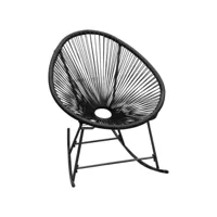 chaise à bascule de jardin  fauteuil à bascule d'extérieur noir résine tressée meuble pro frco56130