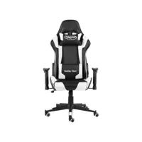 chaise de bureau pivotante chaise gamer  fauteuil de bureau blanc pvc meuble pro frco59893