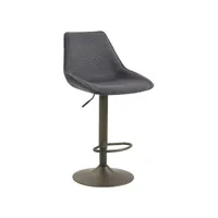 lot de 2 tabourets de bar stark chaise haute réglable en hauteur, piètement en métal et revêtement en tissus gris foncé