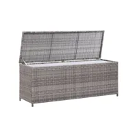 coffre boîte meuble de jardin rangement 120 x 50 x 60 cm résine tressée gris helloshop26 02_0013080