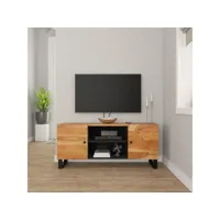 meuble tv - armoire télévision moderne  banc tv de salon 105x33x46 cm bois d'acacia massif -neww39614