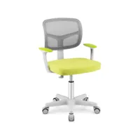 giantex chaise de bureau pour enfant-charge 50 kg-hauteur réglable-dossier ergonomique-siège pivotant à 360° vert