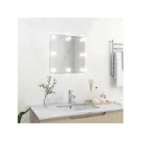miroir mural avec lampes led  miroir déco pour salle de bain salon chambre ou dressing carré verre meuble pro frco95509