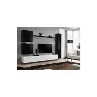 ensemble meuble tv mural  - switch viii - 280 cm x 180 cm x 40 cm - noir et blanc