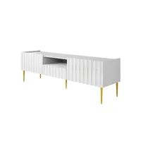 ambre - meuble tv - 160 cm - style contemporain - best mobilier - blanc et doré