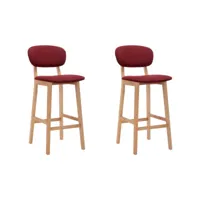 lot de 2 tabourets de bar style contemporain  chaises de bar rouge bordeaux tissu meuble pro frco34075