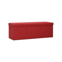 banc banquette de rangement pliable 110 x 38 x 38 cm rouge bordeaux faux lin helloshop26 02_0010896