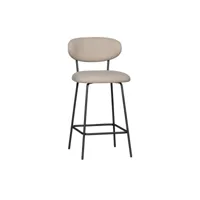 kjeld - lot de 2 chaises de bar en tissu et métal h66cm - couleur - beige