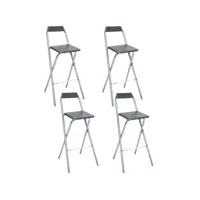 lot de 4 chaises de bar pliante louna - h. 97,5 cm - gris