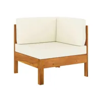 canapé d'angle avec coussins，banquette pour salon，sofa d'angle blanc crème bois d'acacia solide vcc469962