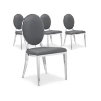 paris prix - lot de 4 chaises médaillon tatianna 90cm gris