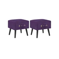 lot de 2 tables de chevet  - tables d'appoint modernes - tables de nuit commodes violet foncé 40x35x40 cm velours -neww96283