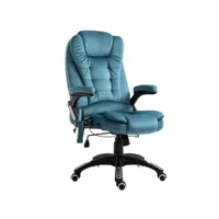 fauteuil de bureau direction massant chauffant hauteur réglable dossier inclinable toile de lin bleu