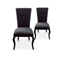 lot de 2 chaises beata velours noir