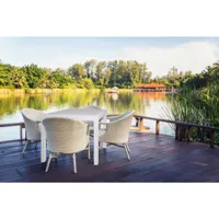 table d'extérieur agrigento, table de jardin carrée, table basse fixe effet rotin, 100% made in italy, 80x80h72 cm, blanc 8052773858397