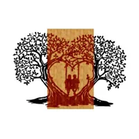epikasa décoration en métal et bois arbre 16 - art mural, décoration murale nature - entrée, salon, salle à manger, chambre, bureau - noir, marron en métal, bois, 70x1,8x50 cm am8681847252856