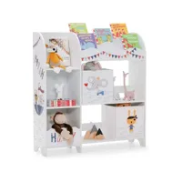 meuble de rangement pour enfant, thème océan, étagère de rangement pour jouets et livres, avec 2 tiroirs en tissu(model 2)
