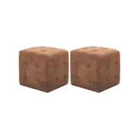 2 pcs tables de chevet marron 30x30x30 cm similicuir daim