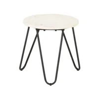 table d'appoint effet marbre blanc et pieds métal noir emis d 40 cm