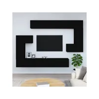 meuble tv mural noir bois d'ingénierie